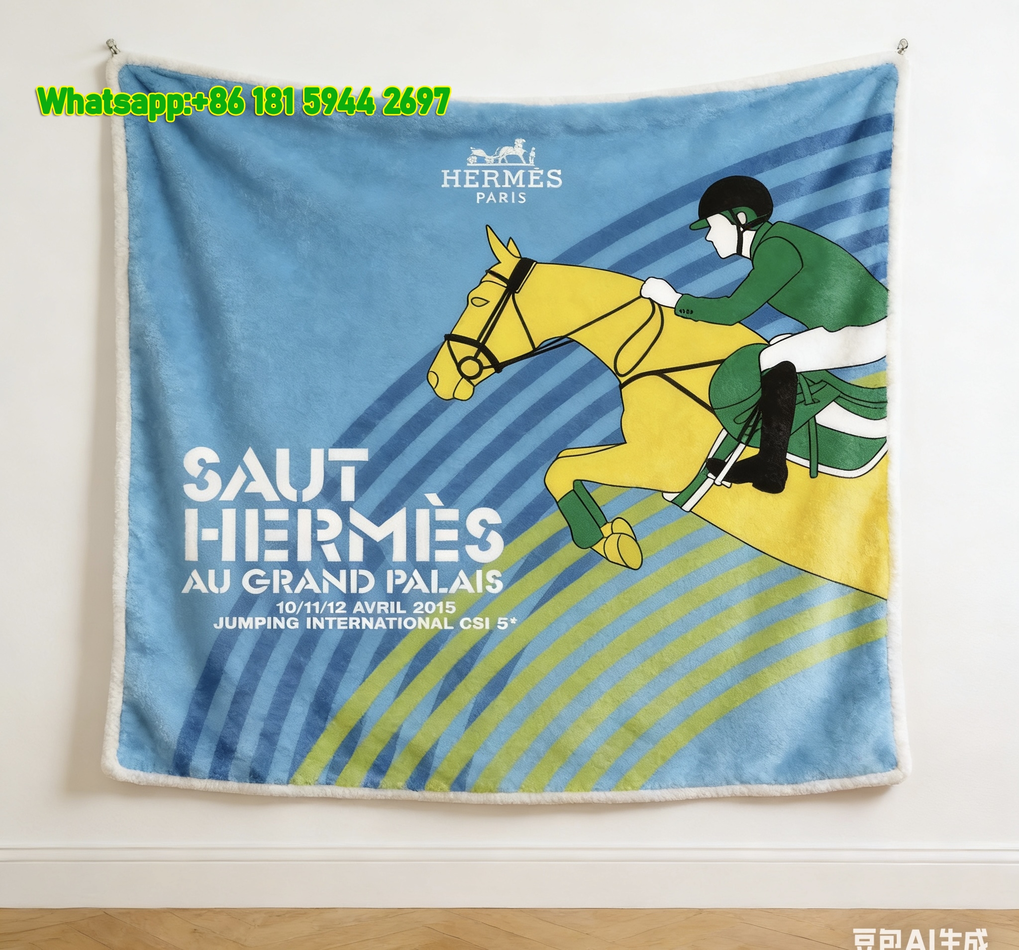 Hermes Luxury Equestrian Flannel Throw Blanket for Wall Decor IMG_5498
